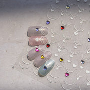365nails: "크리스탈 프렌치 팁 & 하트" – 네일 아트 스티커