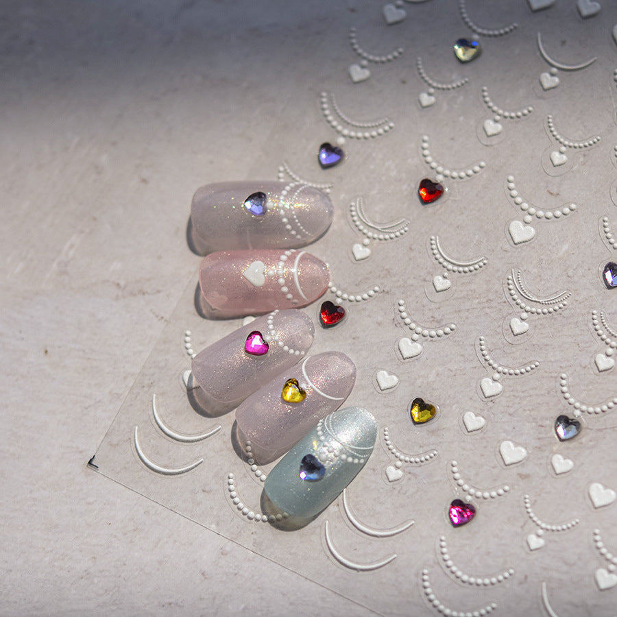 365nails: "크리스탈 프렌치 팁 & 하트" – 네일 아트 스티커