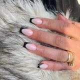 Venta al por mayor de almohadillas para uñas postizas, almohadillas para uñas francesas cortas con borde negro, almohadillas para uñas postizas, uñas con acabado artístico | 365nails