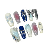 Multi-color gradual change y2k  sweet and cool babes colorful handmade press-on nails medium and long nail art finished patch｜365nails