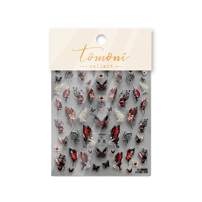 365nails: "Vintage Red Butterfly Crystal Lace" – nail art stickers