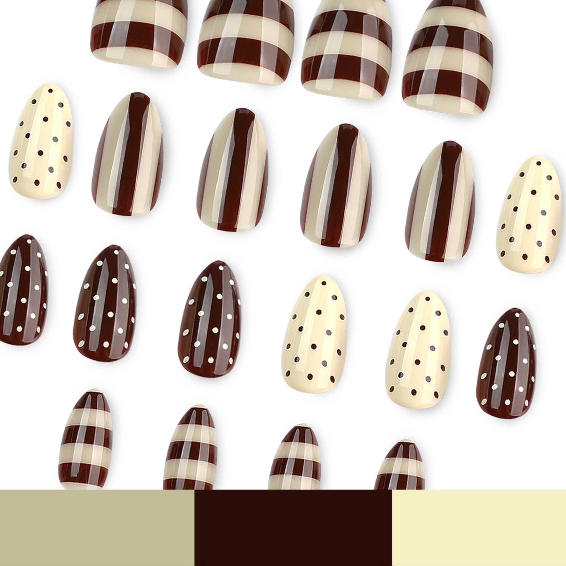 Lefan cross-border hot-selling polka dot wearable nail nails, European and American export striped fake nails, nail tips, wearable nail tips
