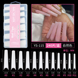 Nail Tips semi-full sticker, light sticker, extended water pipe nail 240 pieces XXXL thin dog transparent manicure patch fake nail
