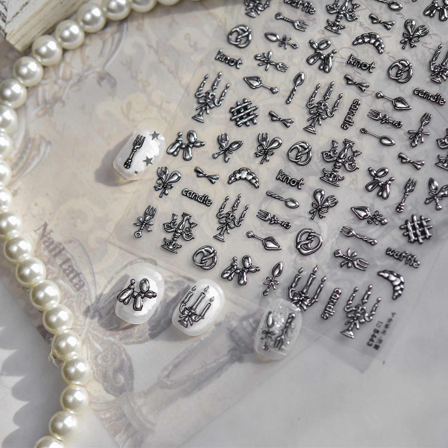 365nails：復古銀色點綴 美甲貼紙