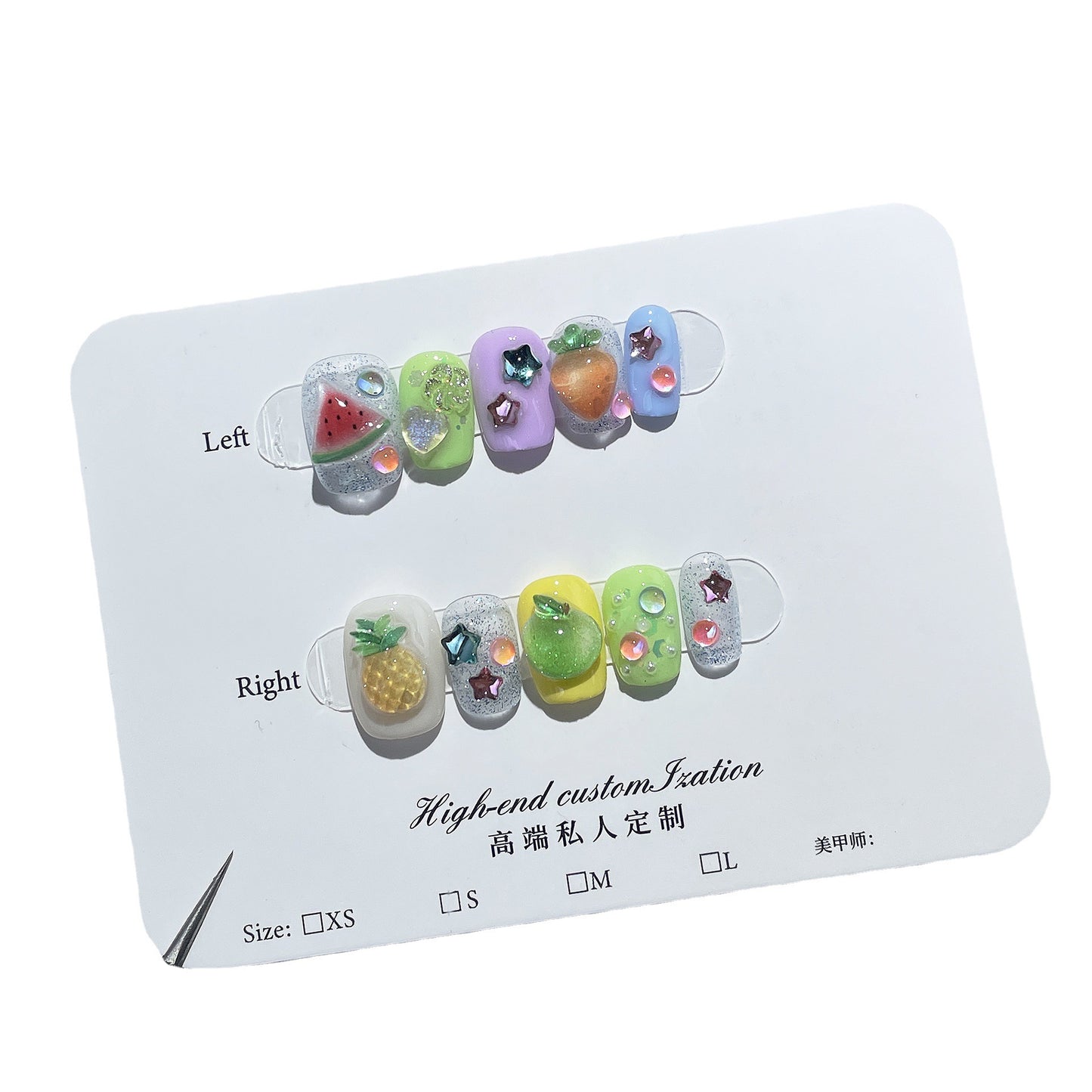 Pure handmade press-on nails three-dimensional fruit small fresh cartoon nail patch wearable nail sticker cute fake nail｜365nails