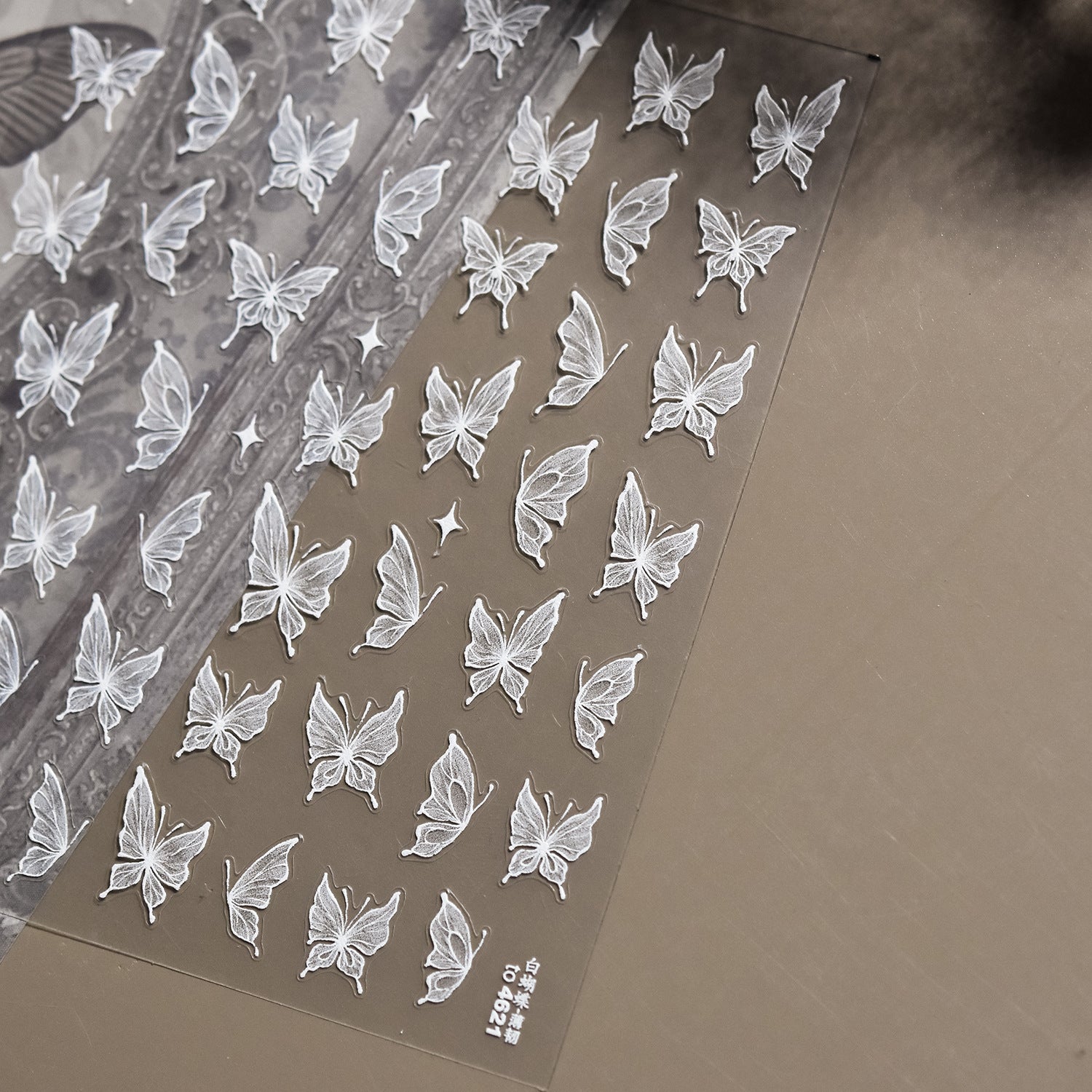 White Lace Butterfly & Star Nail Sticker Set – "Ethereal Butterfly Lace"