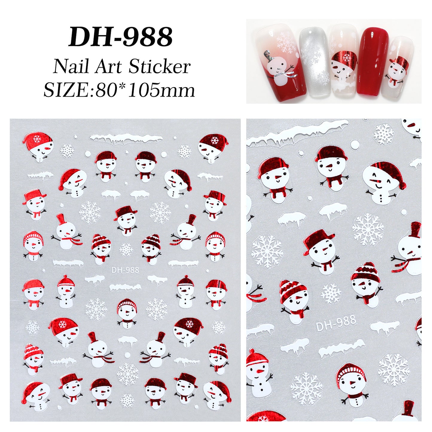 Cute Christmas Snowman Nail Art Sticker Flat Adhesive Christmas Snowman Little Penguin DIY Nail Sticker DH