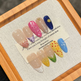 Novas unhas postiças de fototerapia artesanais amêndoa pequeno produto acabado fresco | 365nails