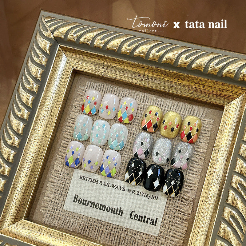 365nails: "Vintage Gold Foil Argyle Geometric" – Nail Art Stickers