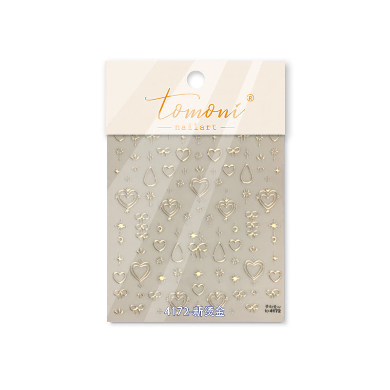 Royal Heart Collection: "Enamel Gold" – 3D Metallic Nail Sticker