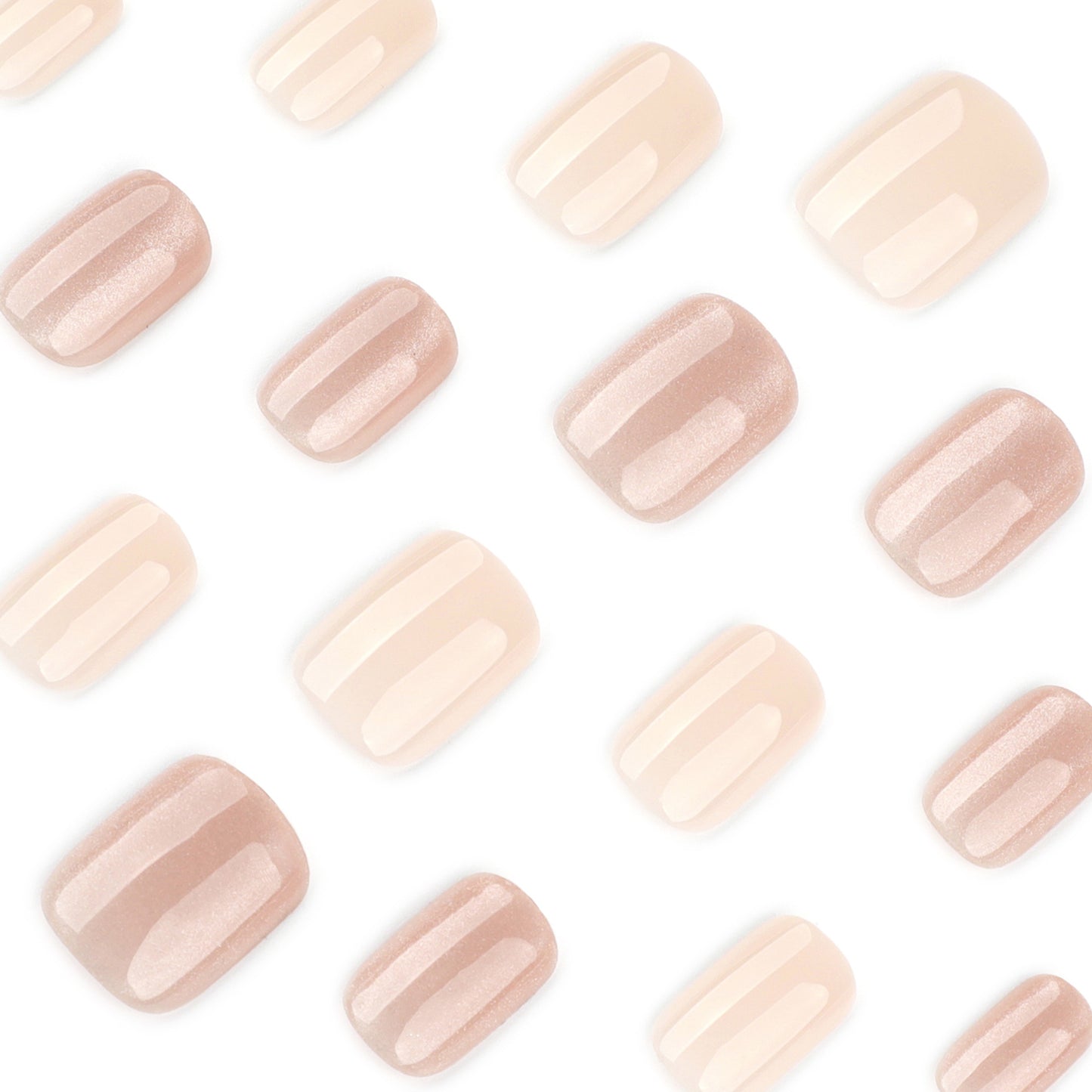 Soft Nude Gradient Nails with Subtle Shimmer Glow