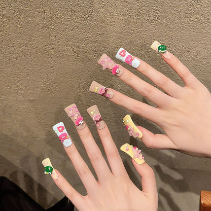 Duck beak manicure, dopamine plastic wind big mouth color graffiti pure handmade press on nails sticker | 365nails