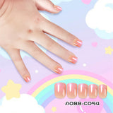Kids press-on nails New French Aurora short square dizziness dye pink average size in stock