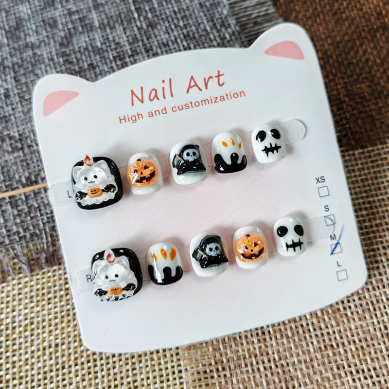 365nails-Spooky Halloween Kids Series: "Cute Halloween Squad" – Short Square Kids Nail Art