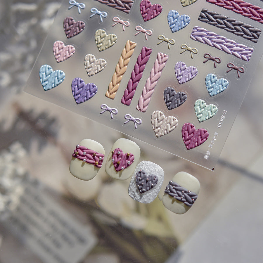 Knit Texture Collection: "Cozy Knit" – 3D Embossed Nail Sticker