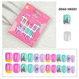 Kids press-on nails Comes with nail patch pointed almond 24 pieces finished product