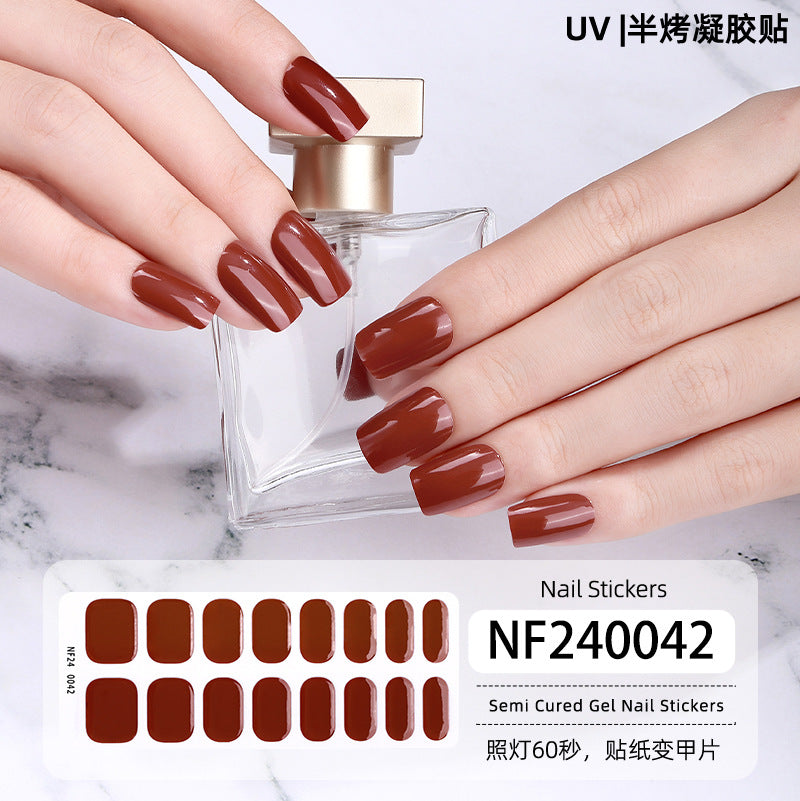 Semi-Cured Gel Nail Strips Pure Nude Solid Soft Glossy Set (MOQ=3)