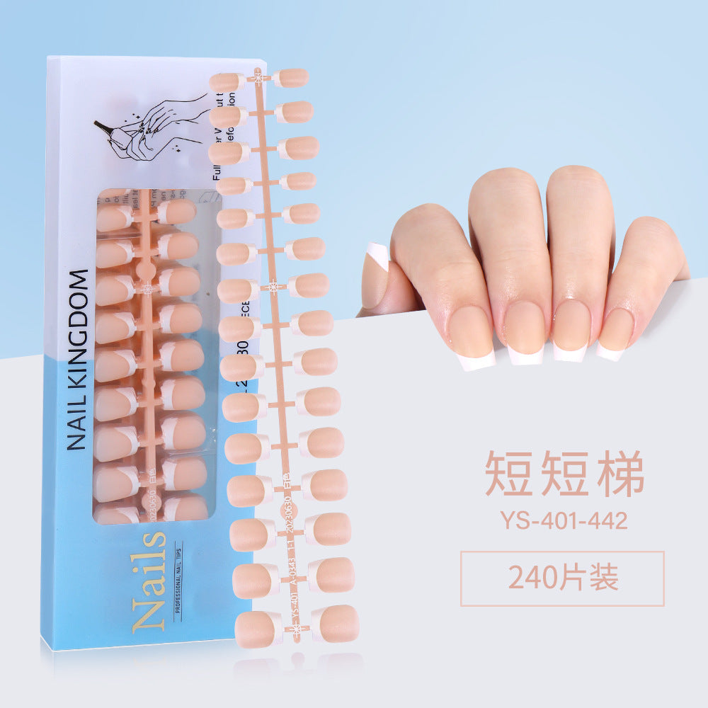 Nail Tips New  French press on nails 240 pieces boxed fake nail manicure work in progress matte full sticker French nail piece