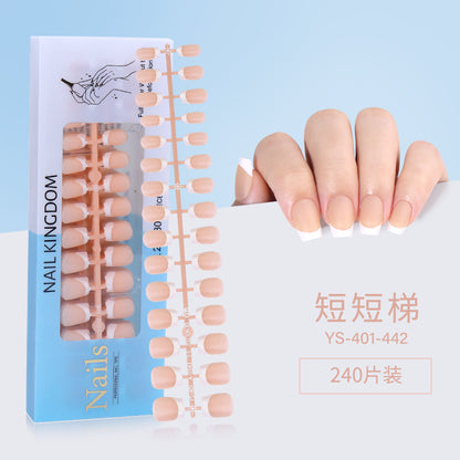 Nail Tips New  French press on nails 240 pieces boxed fake nail manicure work in progress matte full sticker French nail piece
