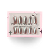 Brown solid color simple high-end sense 30 pieces coated short almonds press-on nails