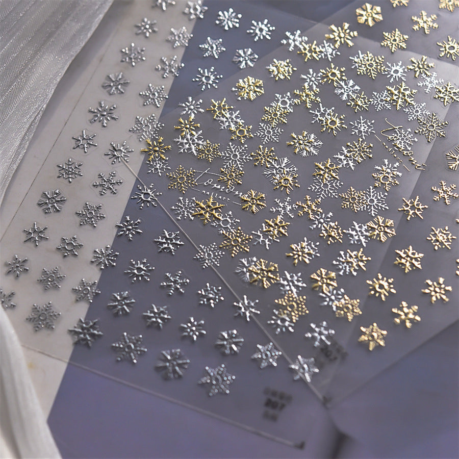 3D 金箔雪花：「冬季仙境」—5D 浮雕甲貼
