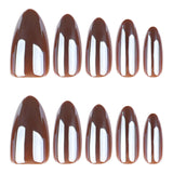 Brown solid color simple high-end sense 30 pieces coated short almonds press-on nails