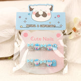 Children's cartoon short manicure 3D children's bow wearing armor 10 pieces three-dimensional diamond-set jade cinnamon dog nail pieces