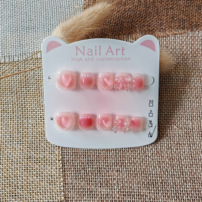 365nails: "peach jelly blush" – short round handmade kids press-on nails