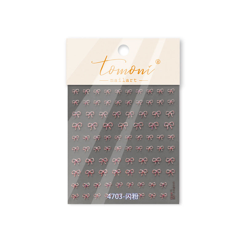 Holographic Mini Bow: "Iridescent Tiny Bow" – 5D Embossed Nail Sticker