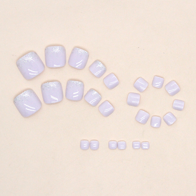 Solid color, elegant natural glitter, Press-on toenails fake nails｜365nails