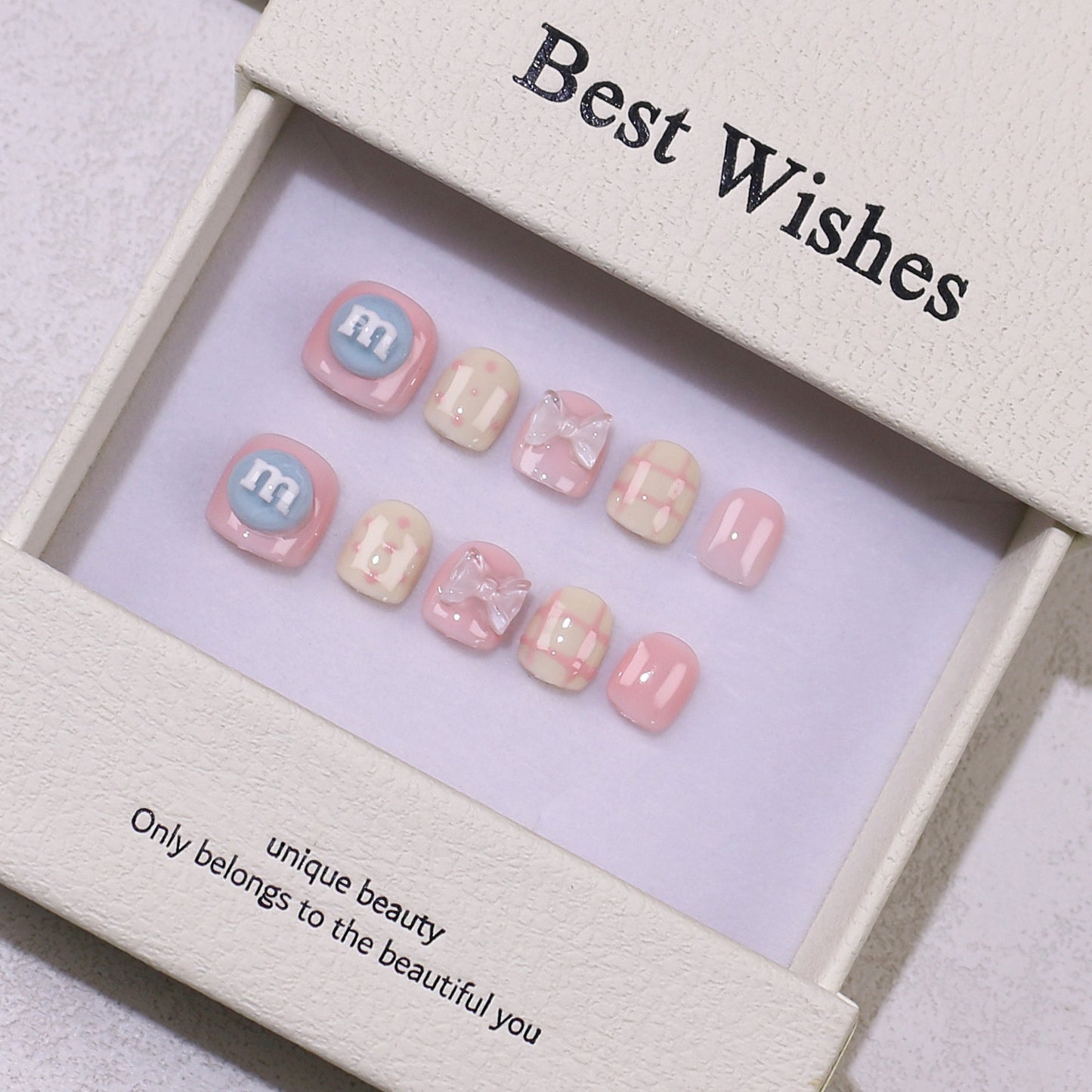 New handmade press-on nails cute cartoon fake nail flakes 3-12 years old