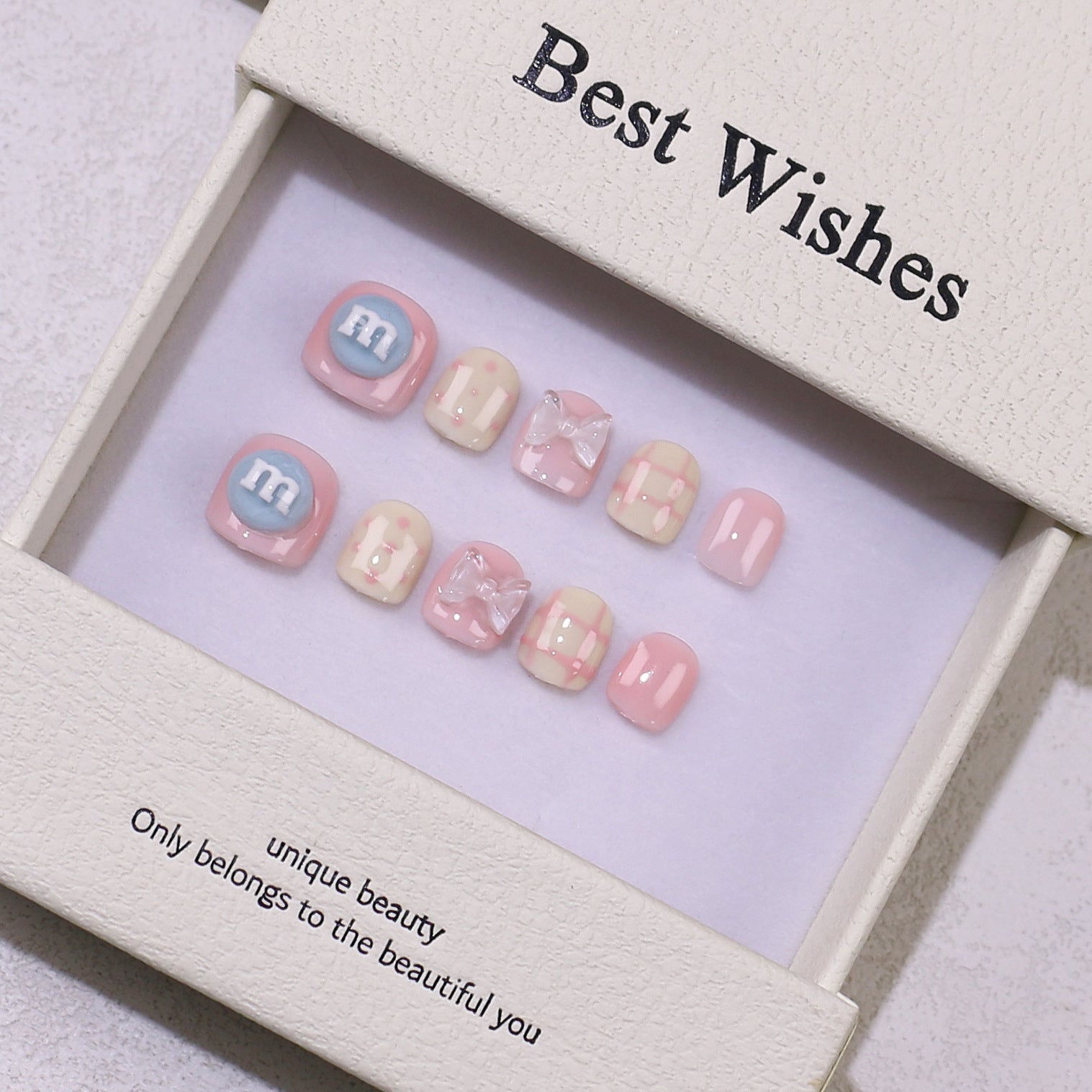 New handmade press-on nails cute cartoon fake nail flakes 3-12 years old