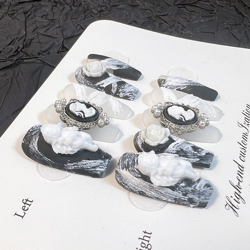 365nails: "Gothic Angel" – Long Coffin Handmade Press-On Nails