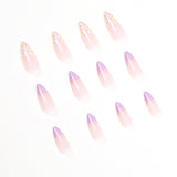 Fake Nail Patch French Nail Art Floral Nail Art Light Purple White Nail Patch press on nails｜365nails