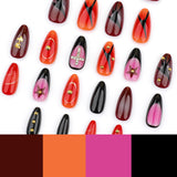 Ponta de diamante de metal tridimensional rosa amêndoa usando unha francesa manchada Spice Girl cruz unha arte unhas postiças ｜ 365nails