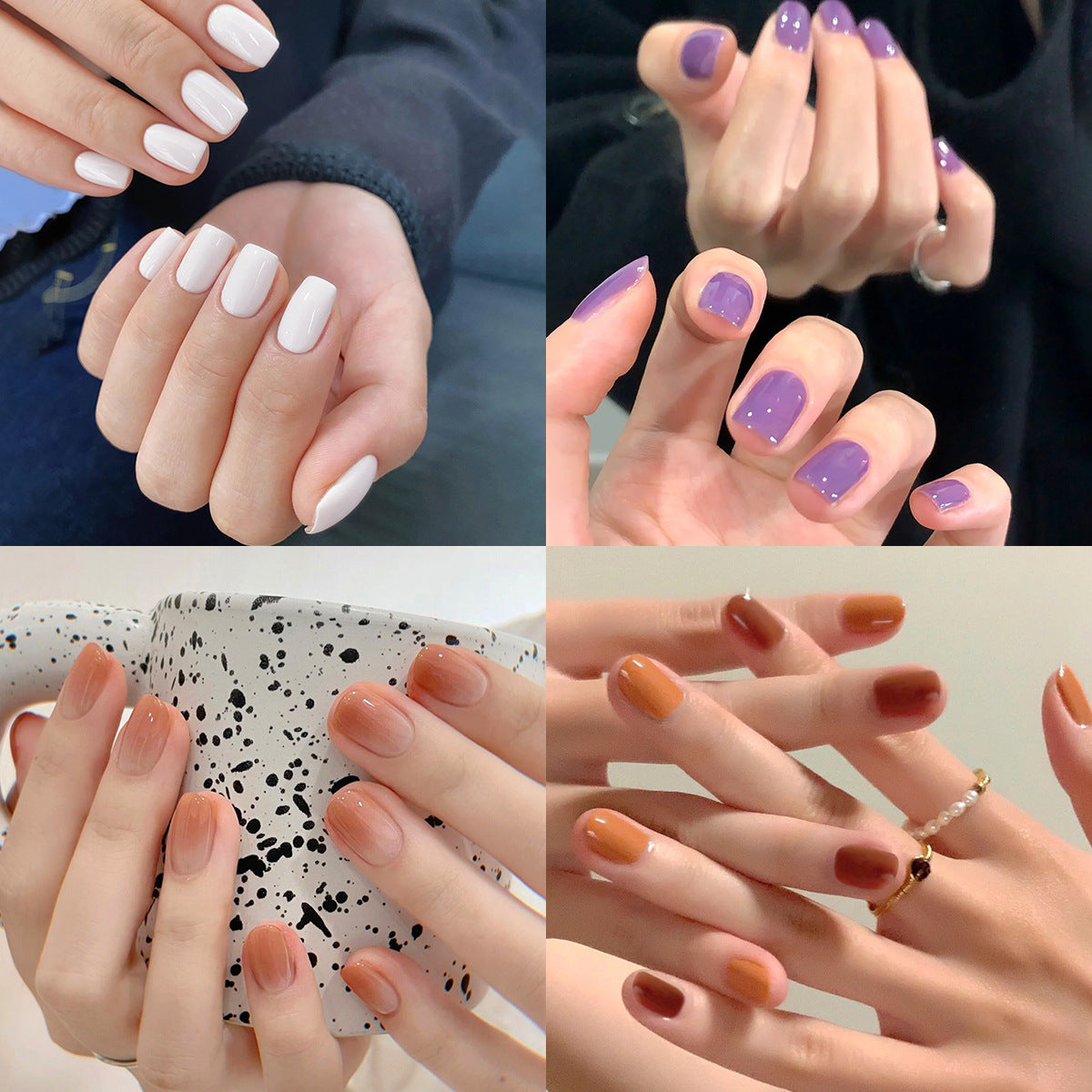 簡約純色系指甲貼—柔和漸變跳色系列，防水持久｜365nails