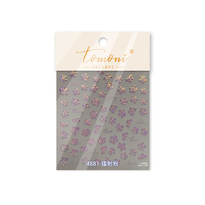Gold Foil Cherry Blossom: "Elegant Sakura Bloom" – 5D Embossed Nail Sticker