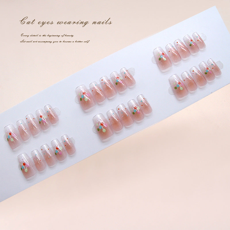 Nail Tips  prefabricated nail colorful candy balloon polka dots streamer gradual change sweet girl detachable press on nails 30 pieces｜365nails