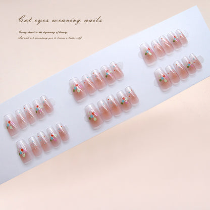 Nail Tips  prefabricated nail colorful candy balloon polka dots streamer gradual change sweet girl detachable press on nails 30 pieces｜365nails