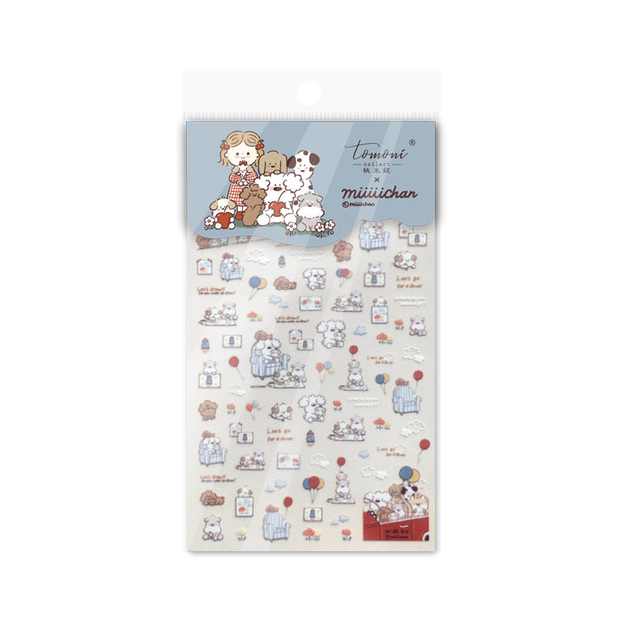 365nails: "Cute Girl & Puppy Reading Time" – Nail Art Stickers