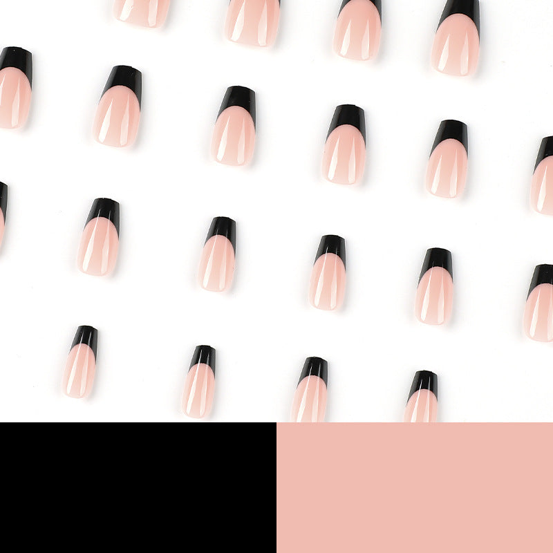 Nail art pieces Nail art finished wear nail, French black edge nail art finished fake nail  wear nail fake nail pieces｜365nails