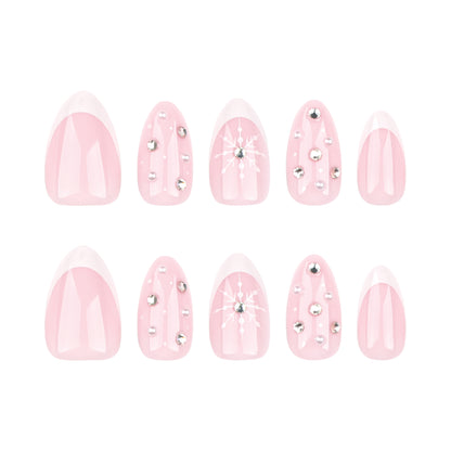 Christmas snowflake wears nail fake nails  hot-selling nail art flash diamond French nail piece fake nails wholesale｜365nails