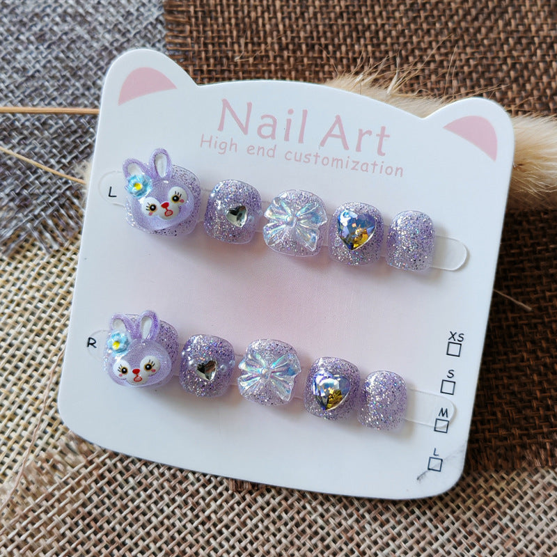 365nails: "dreamy stellalou" – short round handmade kids press-on nails