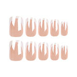 Nude white edge  simple fake nail art  sticker rectangular nail piece wholesale｜365nails
