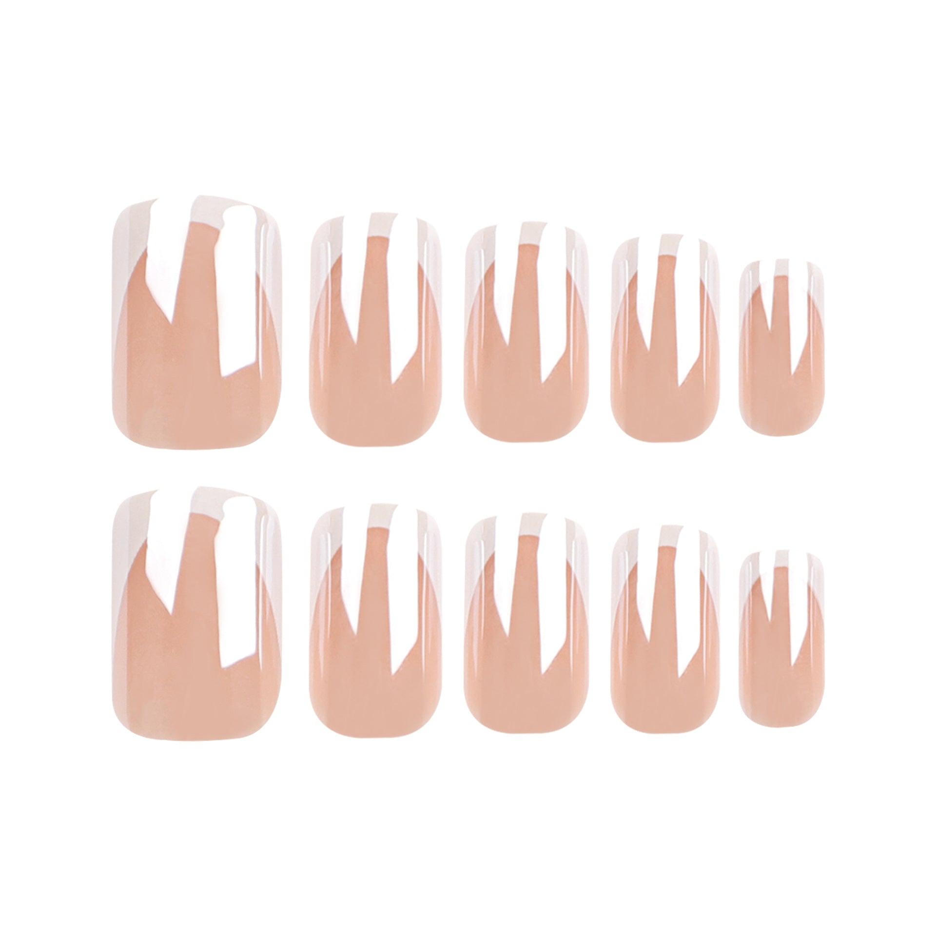 Pegatinas para uñas postizas rectangulares con borde blanco nude, venta al por mayor | 365nails