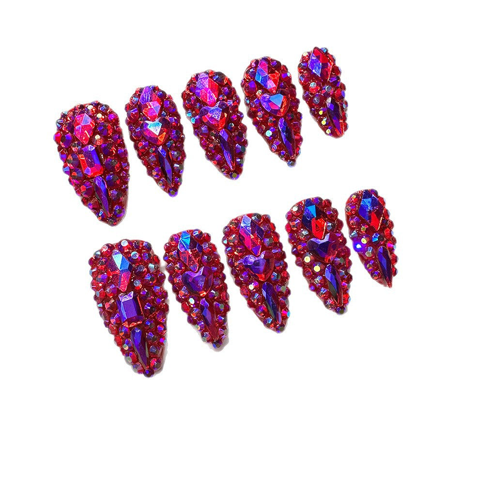 Ruby Red Crystal Stiletto Press-On Nails