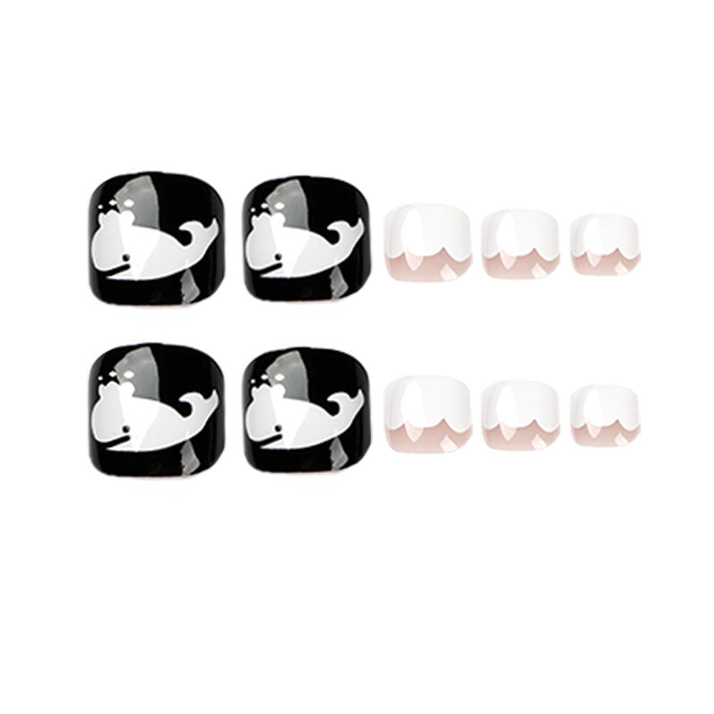 Foot nails black and white whale press on nails nails nails piece wholesale nails piece nails piece nails piece removable｜365nails