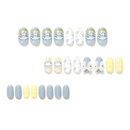 Internet celebrity cute cartoon Yugui dog wearing armor short round nail piece finished product wholesale  bow nail piece｜365nails