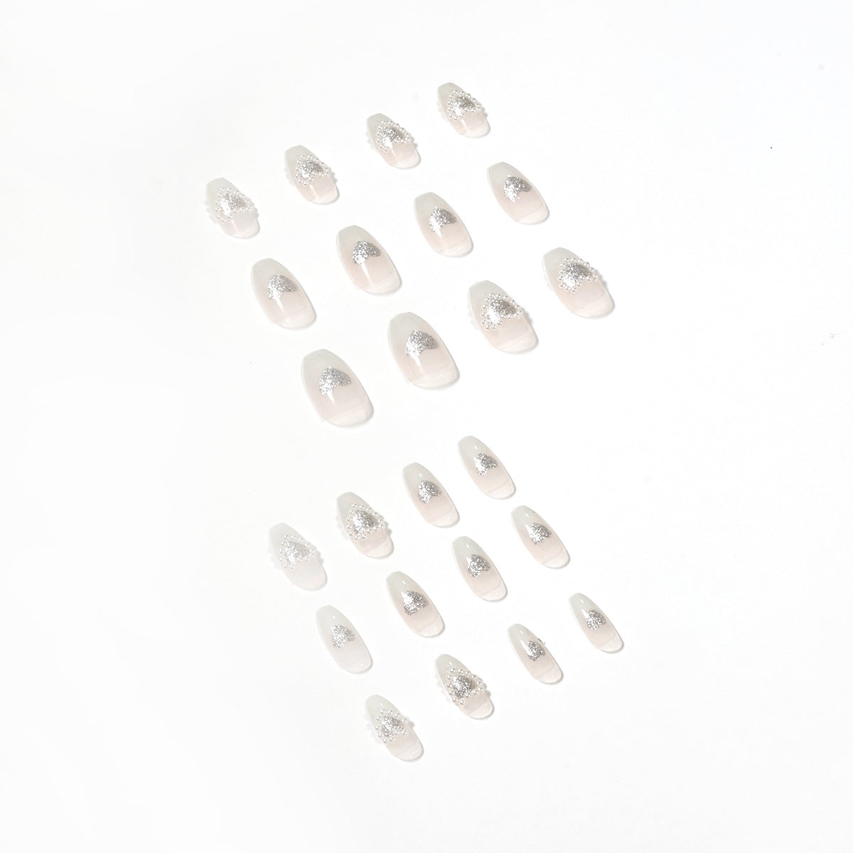 Temperamento cambio gradual gris melocotón corazón perla desgaste arte de uñas terminado arte de uñas parche parche de uñas pieza de uña extraíble ventas de fábrica｜365nails