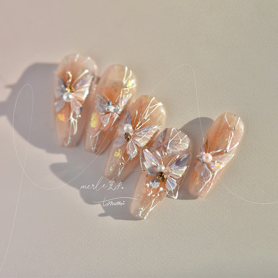 Holographic Butterfly: "Shell Shimmer" – 3D Nail Sticker